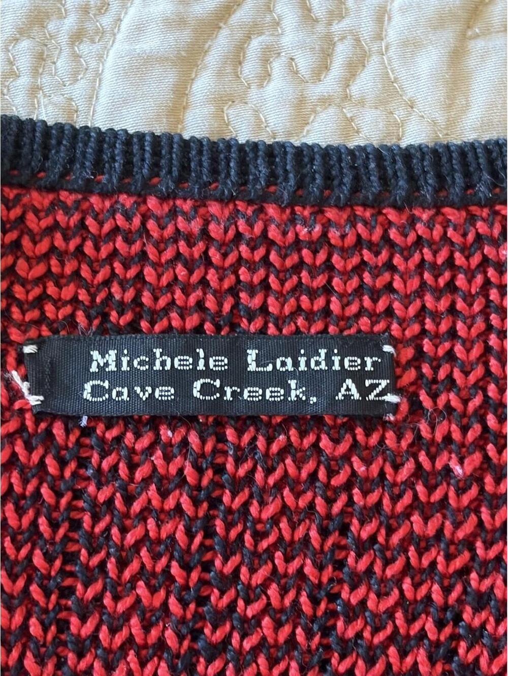 Handmade Knit Vest Red&Black Intricate Design Soft Knitted Tag Measures Medium - Picture 3 of 6